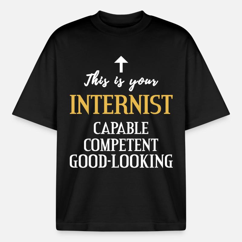 Physician internist competent handsome gift - Boxy Heavyweight Unisex Organic T-Shirt by Stanley/Stella - black