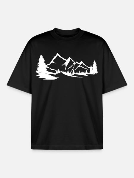 Mountains - Mountains - Boxy Heavyweight Unisex Organic T-Shirt by Stanley/Stella - black