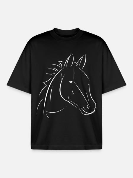Horse Line Drawing Contrast - Boxy Heavyweight Unisex Organic T-Shirt by Stanley/Stella - black