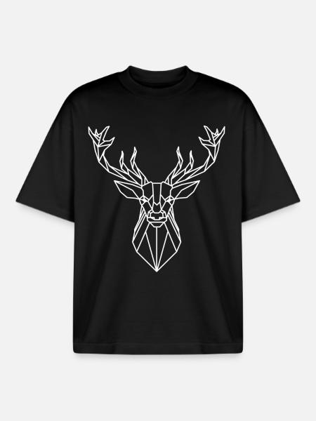 Geometric Deer Head - Boxy Heavyweight Unisex Organic T-Shirt by Stanley/Stella - black