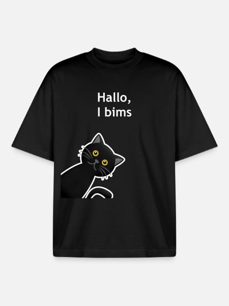 Hallo I bims, Katze - Boxy Heavyweight Unisex Organic T-Shirt von Stanley/Stella - Schwarz