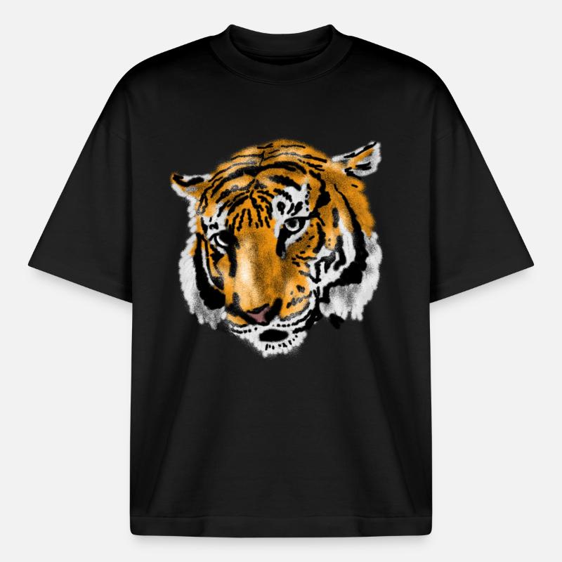 Tiger - Boxy Heavyweight Unisex Organic T-Shirt von Stanley/Stella - Schwarz