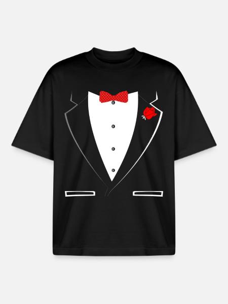 Tuxedo Gentleman Style - Boxy Heavyweight Unisex Organic T-Shirt by Stanley/Stella - black