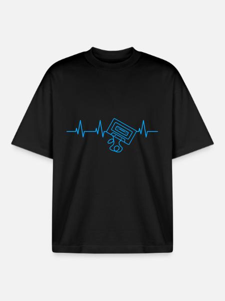 90s heartbeat - Boxy Heavyweight Unisex Organic T-Shirt by Stanley/Stella - black