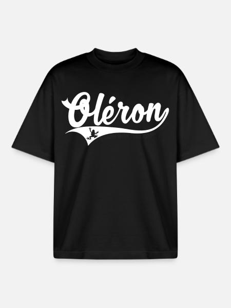 Oléron Swoosh - T-shirt unisexe boxy épais biologique Stanley/Stella - noir