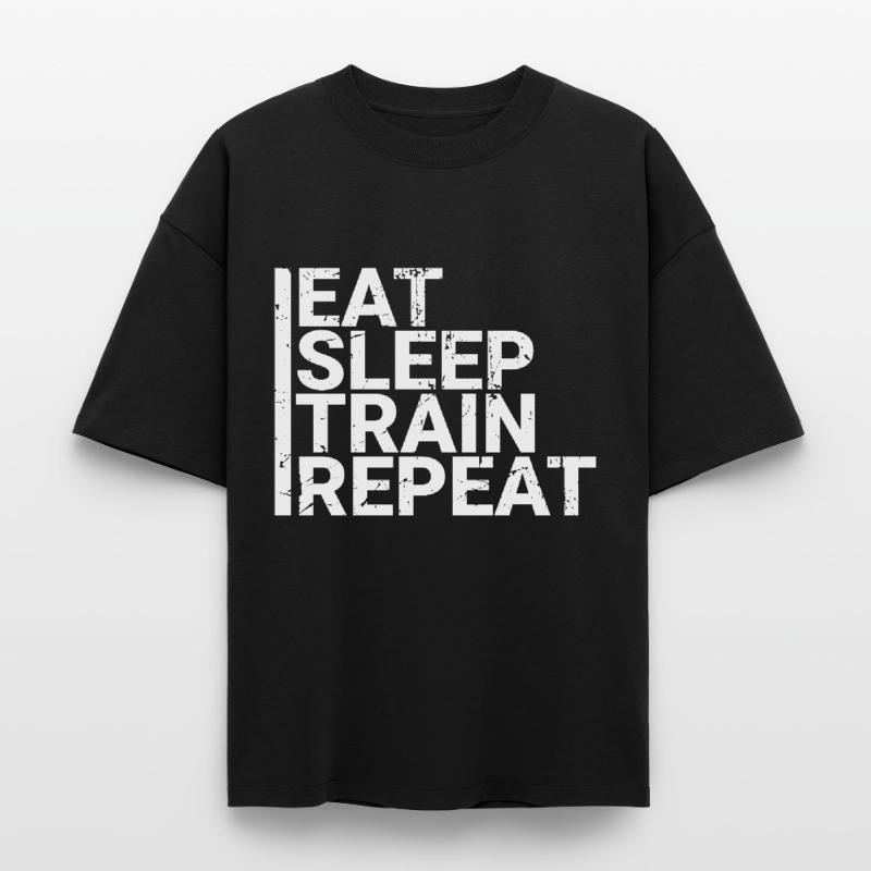 Manger dormir train répéter T-shirt unisexe boxy épais biologique Stanley/Stella