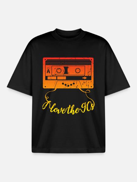 I love the 90s - Boxy Heavyweight Unisex Organic T-Shirt by Stanley/Stella - black