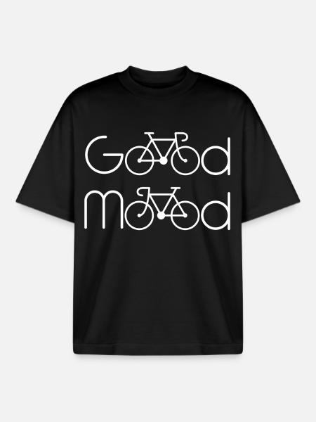 Good Mood Bicycle - Design - Boxy Heavyweight Unisex Organic T-Shirt by Stanley/Stella - black