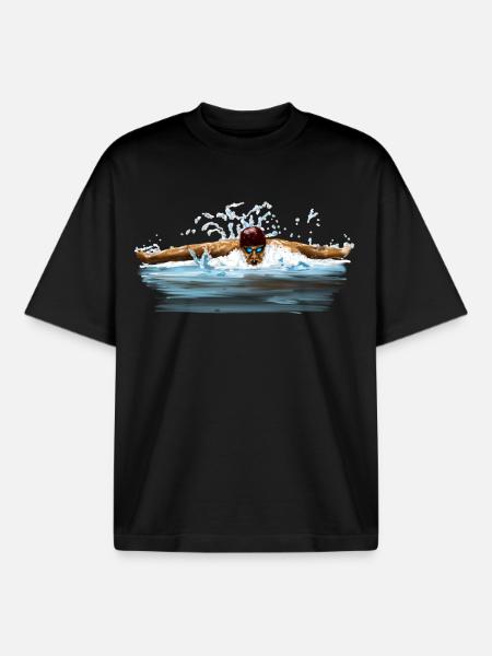 swimmer - T-shirt unisexe boxy épais biologique Stanley/Stella - noir