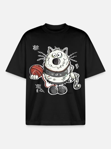 Bad Cat - Boxy Heavyweight Unisex Organic T-Shirt by Stanley/Stella - black