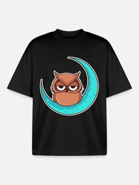 Owl owl moon - design - Boxy Heavyweight Unisex Organic T-Shirt by Stanley/Stella - black