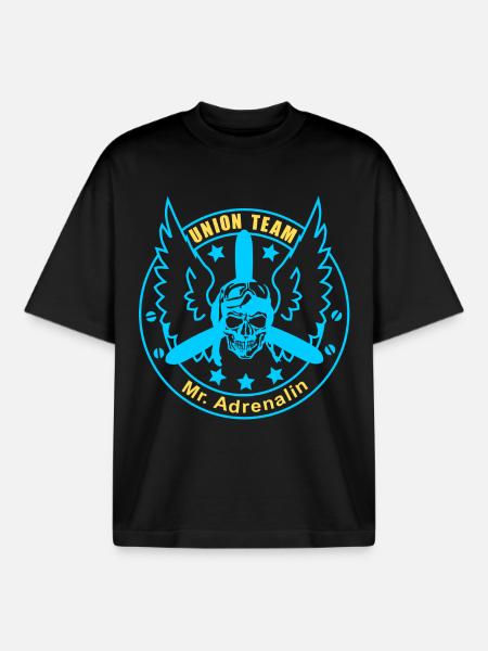 ut mr adrenaline yellow blue - Boxy Heavyweight Unisex Organic T-Shirt by Stanley/Stella - black