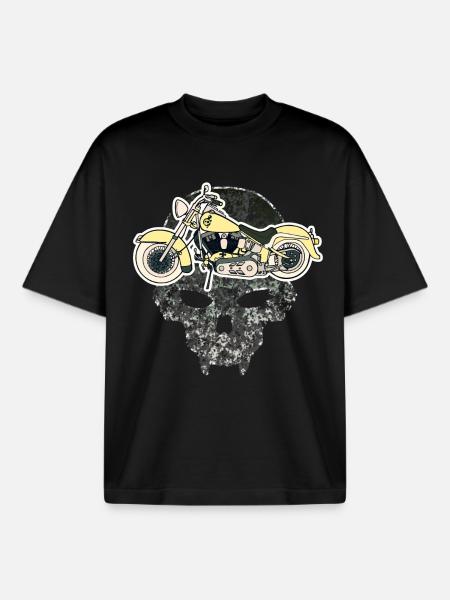 Moto Crâne - T-shirt unisexe boxy épais biologique Stanley/Stella - noir