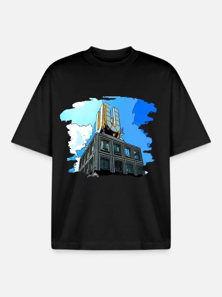 Dortmund U tower city - Boxy Heavyweight Unisex Organic T-Shirt by Stanley/Stella - black