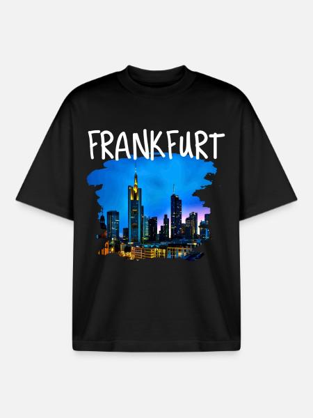 Frankfurt skyline - Boxy Heavyweight Unisex Organic T-Shirt by Stanley/Stella - black