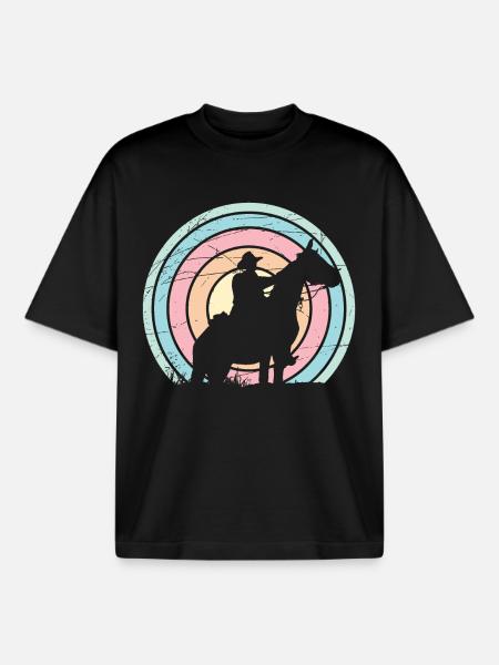 Cowboy - Western - T-shirt unisexe boxy épais biologique Stanley/Stella - noir