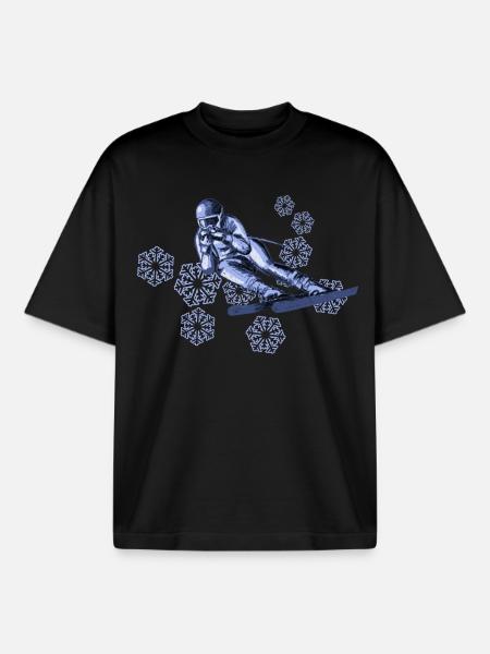 skiing - T-shirt unisexe boxy épais biologique Stanley/Stella - noir
