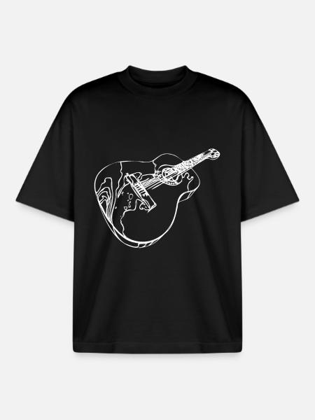 Guitar drawing - Boxy Heavyweight Unisex Organic T-Shirt by Stanley/Stella - black