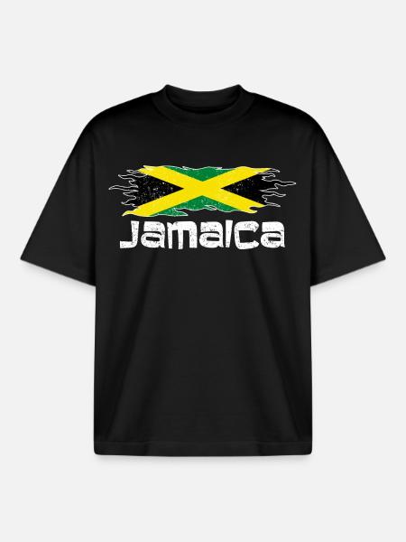 Jamaica flag - design - Boxy Heavyweight Unisex Organic T-Shirt by Stanley/Stella - black