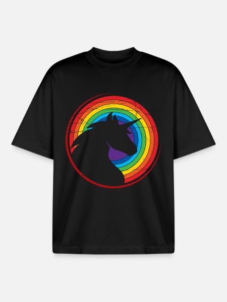 Einhorn - Bunt - Regenbogen - Boxy Heavyweight Unisex Organic T-Shirt von Stanley/Stella - Schwarz