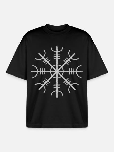 Helm of awe viking symbol - Boxy Heavyweight Unisex Organic T-Shirt by Stanley/Stella - black