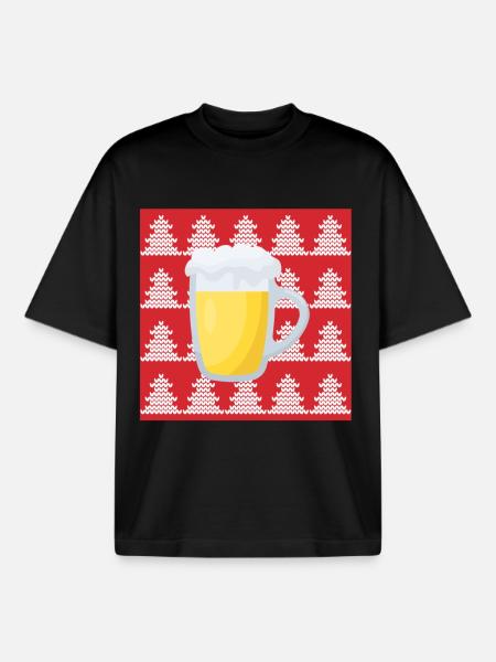 Bière de Noël laide - T-shirt unisexe boxy épais biologique Stanley/Stella - noir