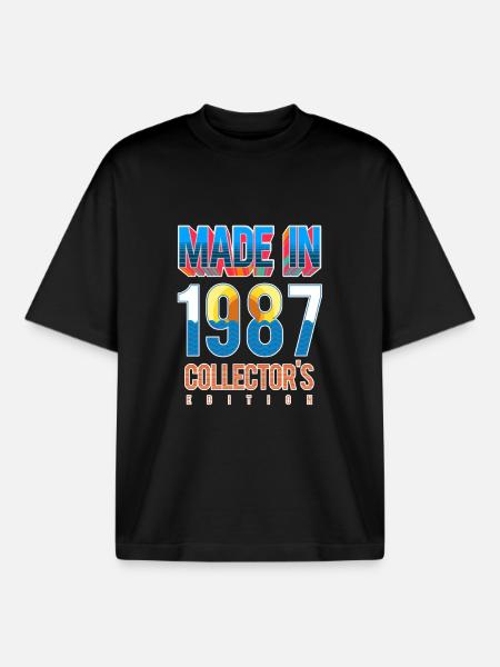 1987 - T-shirt unisexe boxy épais biologique Stanley/Stella - noir