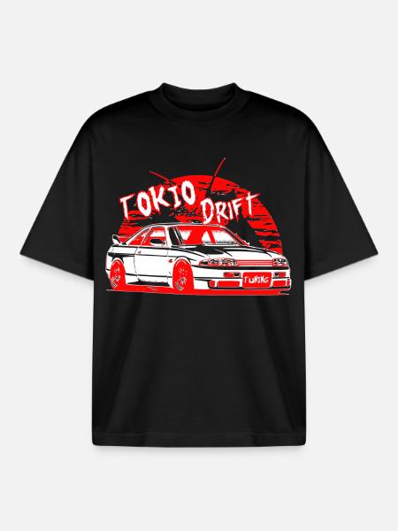 Tokyo Drift Car - Boxy Heavyweight Unisex Organic T-Shirt by Stanley/Stella - black