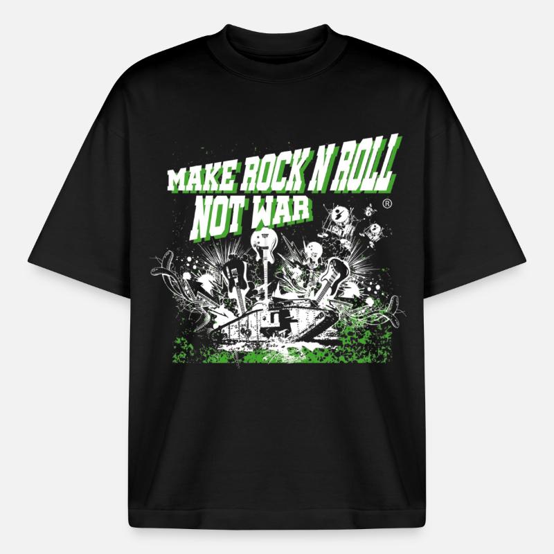 Make Rock'n'Roll Not War 2TONE - Boxy Heavyweight Unisex Organic T-Shirt by Stanley/Stella - black