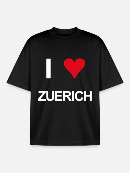 I love Zürich - Boxy Heavyweight Unisex Organic T-Shirt von Stanley/Stella - Schwarz