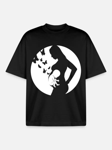Mère - Bébé - Grossesse - T-shirt unisexe boxy épais biologique Stanley/Stella - noir