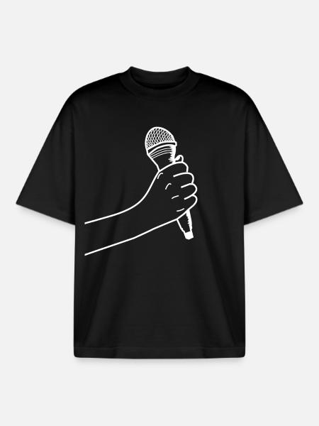 Main avec microphone - T-shirt unisexe boxy épais biologique Stanley/Stella - noir