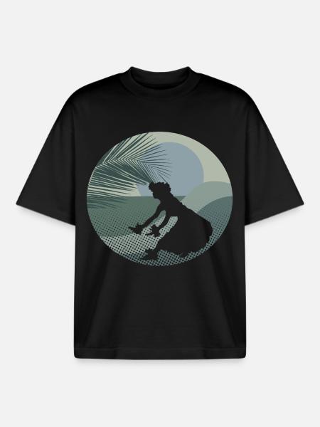 Hawaii Girl - Design - Boxy Heavyweight Unisex Organic T-Shirt by Stanley/Stella - black