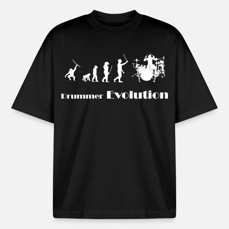Evolution drummer - Boxy Heavyweight Unisex Organic T-Shirt by Stanley/Stella - black