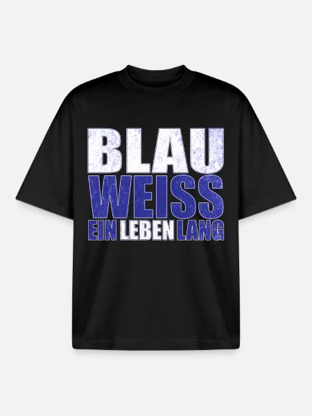 Blau Weiss ein Leben Lang - Boxy Heavyweight Unisex Organic T-Shirt von Stanley/Stella - Schwarz