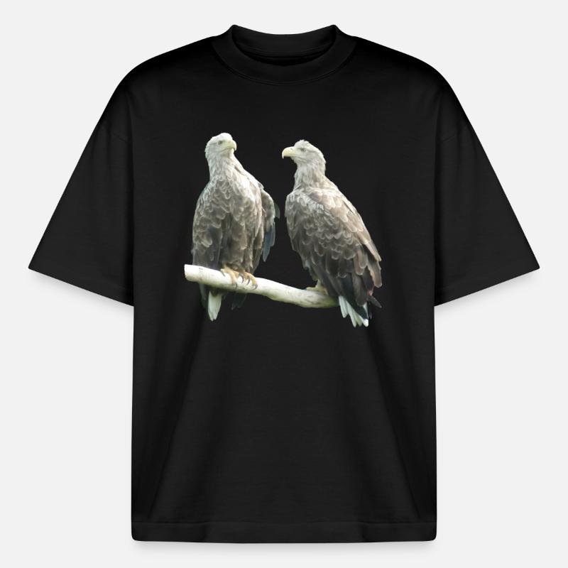 Pygargue à queue blanche - T-shirt unisexe boxy épais biologique Stanley/Stella - noir