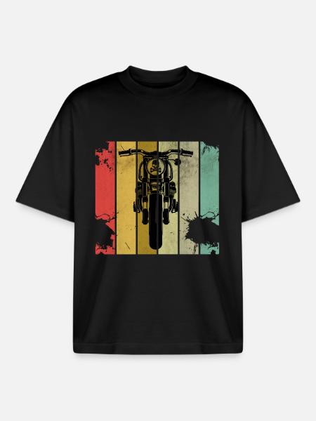 Motorcycle Biker Retro - Boxy Heavyweight Unisex Organic T-Shirt by Stanley/Stella - black