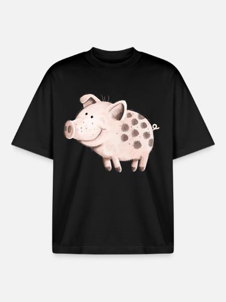Süßes Schwein - Boxy Heavyweight Unisex Organic T-Shirt von Stanley/Stella - Schwarz