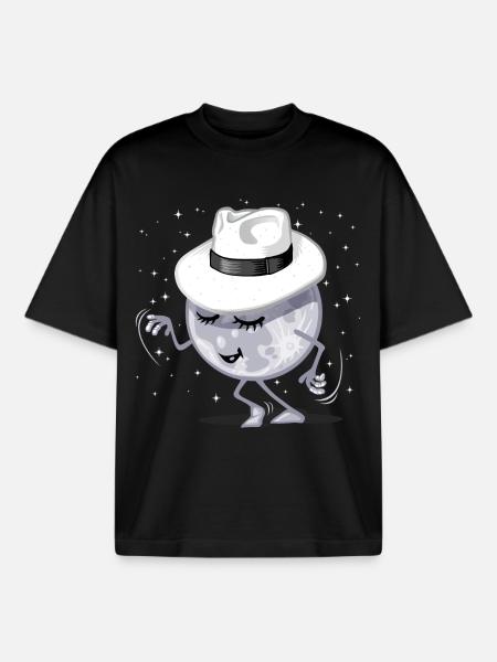 Lune qui danse - T-shirt unisexe boxy épais biologique Stanley/Stella - noir