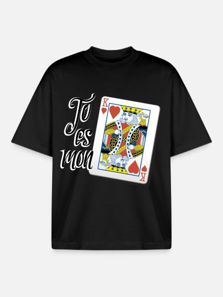 Mon roi de coeur - T-shirt unisexe boxy épais biologique Stanley/Stella - noir