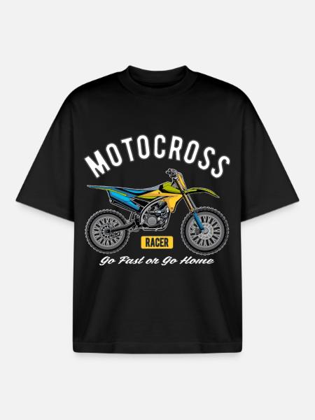 Motocross racer! - Boxy Heavyweight Unisex Organic T-Shirt by Stanley/Stella - black