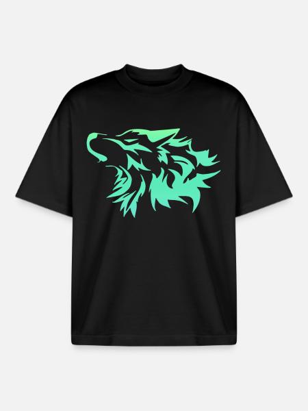 Loup vert vif - T-shirt unisexe boxy épais biologique Stanley/Stella - noir