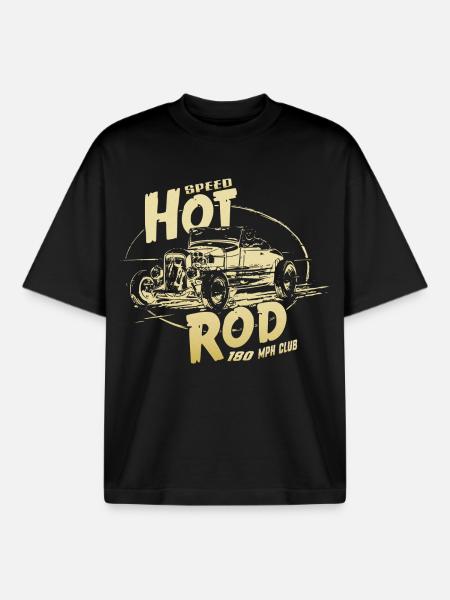 Hot rod garage V8 - Boxy Heavyweight Unisex Organic T-Shirt by Stanley/Stella - black