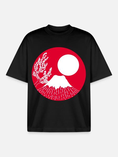 Mount fuji manga - Boxy Heavyweight Unisex Organic T-Shirt by Stanley/Stella - black