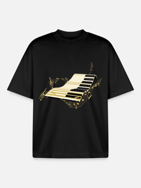 Pianomusik - Boxy Heavyweight Unisex Organic T-Shirt von Stanley/Stella - Schwarz