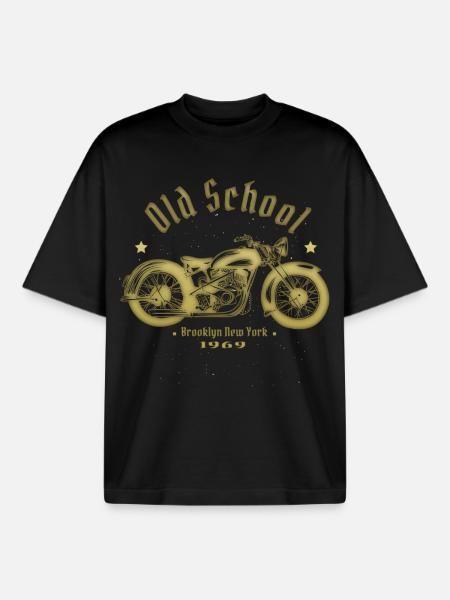Old School Biker 1969 - Boxy Heavyweight Unisex Organic T-Shirt by Stanley/Stella - black