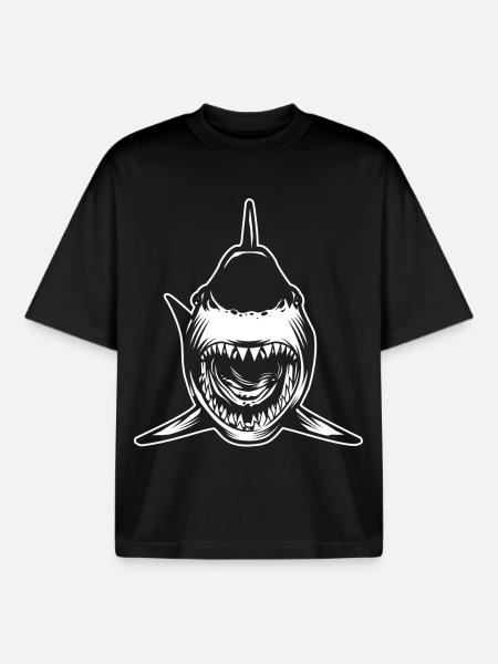 Open mouth shark - Boxy Heavyweight Unisex Organic T-Shirt by Stanley/Stella - black