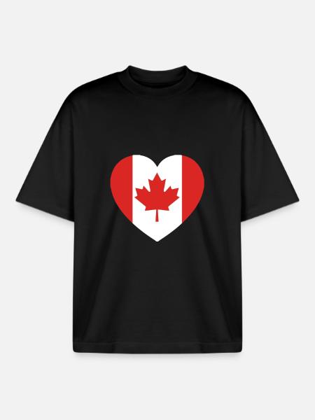 A heart for Canada - Boxy Heavyweight Unisex Organic T-Shirt by Stanley/Stella - black