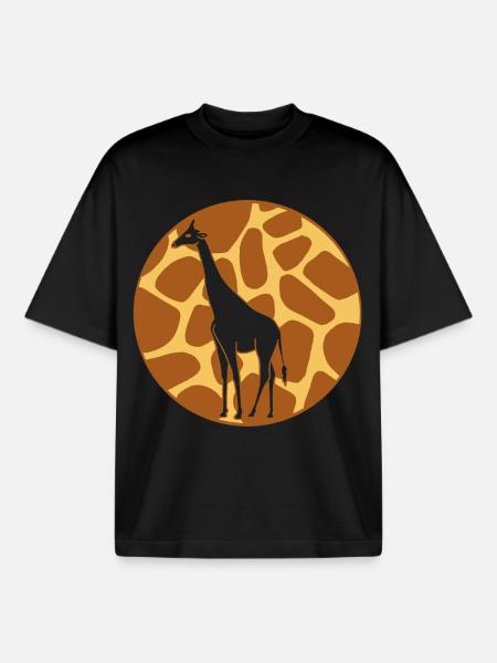 Giraffe - Boxy Heavyweight Unisex Organic T-Shirt by Stanley/Stella - black