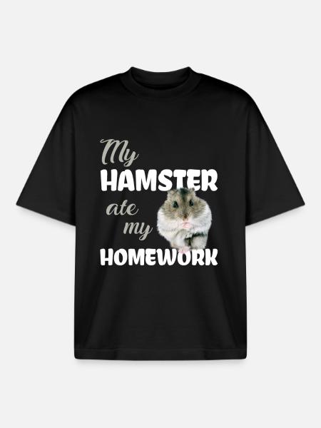 Devoirs de hamster drôle disant - T-shirt unisexe boxy épais biologique Stanley/Stella - noir